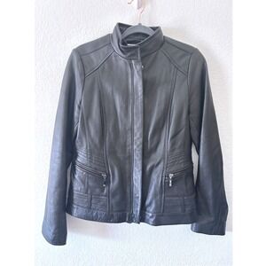 Classic Moto Style A.N.A. Genuine Lambskin Leather Jacket Black SZ SM Sz Large‎